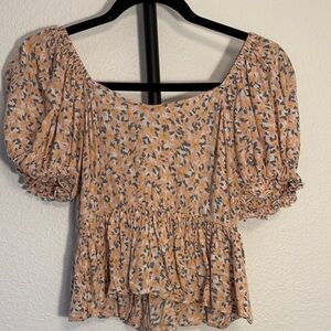 GUC Patrons of Peace XS Peach/Gray/Yellow ruched top